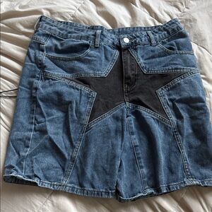 SHEIN Blue and Black Star Jean Shorts. *wore few times*